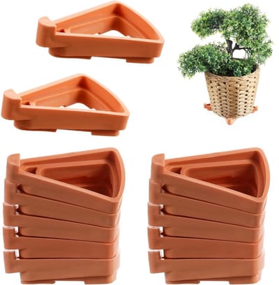 Daity 12-pack - Potvoeten voor buitenplanten - onzichtbare tenen voor plantenbakken - plantenverhogers voor buiten - voorkomt vlekken en waterschade (oranje)