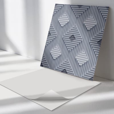 Wallfluent Vinyl Tegels - Meerlagig Geometrisch Patroon Zelfklevende PVC Tegels - 30 cm x 30 cm - Grijs Vinyl Tegels - 9 stuks - Vierkant PVC Tegels - Patroon Plaktegels - Vinyl Vloer Tegels - Plaktegels Keuken en Badkamer