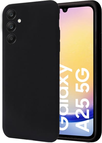 Geschikt voor Samsung Galaxy A25 - Hoesje - Suède Back Cover Case Zwart