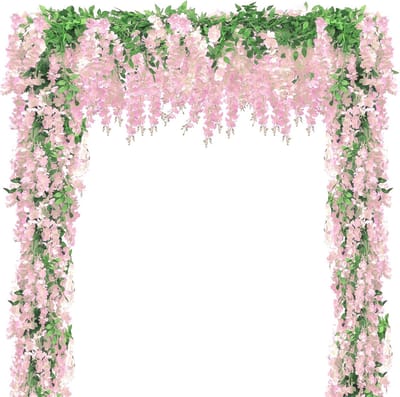 Hangende Roze Blauweregen Bloemen Slinger - 80 cm - Decoratie voor Huis en Tuin