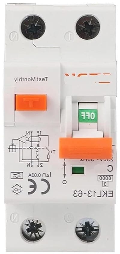 Aardlekautomaat - Zekeringautomaat - Elektrische beveiliging - Miniatuur ontwerp - 16A - Grijs