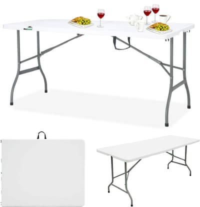 MaxxGarden Vouwtafel - Inklapbare Tuintafel - Campingtafel Opvouwbaar - Klaptafel - 152x70x74 cm - Wit
