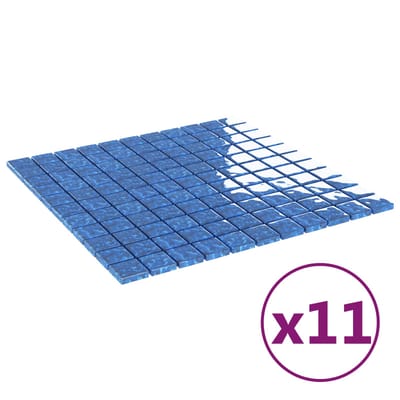 vidaXL - Mozaïektegel - 11 - st - 50 - x - 50 - cm - Blauw - Glas