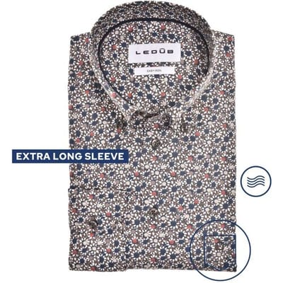 Ledûb Overhemd Stylish Flower Print Mouwlengte 7 Donker Rood / male