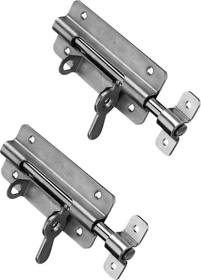 Hangslotgrendel - 2x - zilver - staal verzinkt - 10 x 5,2 cm - heksluiting - poortgrendel