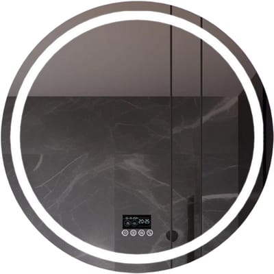 Badkamerspiegel Musica - Met verwarming en LED verlichting - Bluetooth en muziek - Rond - Geen condens - Spiegel voor badkamer - 80x80cm