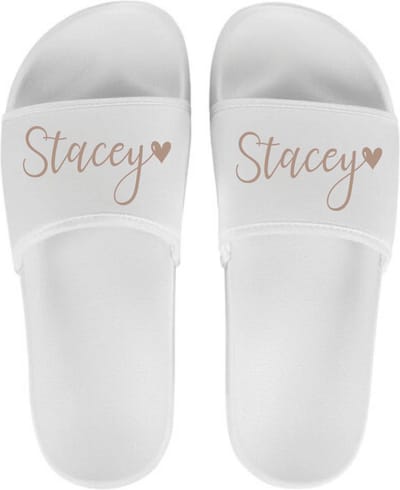 Slippers voor hem en haar - Persoonlijke slippers met naam - Camping slippers - Wit - Schoenmaat 35/36