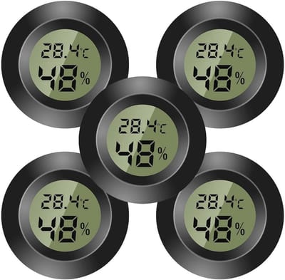 Mini-thermometer en hygrometer voor binnengebruik - Temperatuur- en vochtigheidsmonitor voor thuis, kleuterschool, broeikas, incubators en reptielen - Zwart