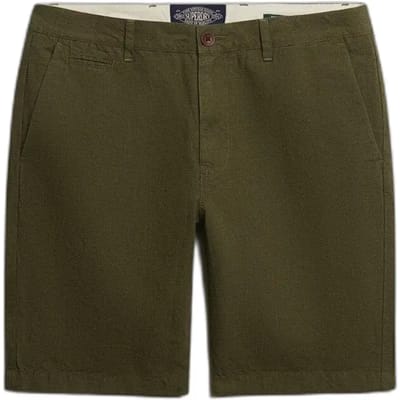 Superdry Premium Gestructureerde Chino Shorts Green Grootte: 32