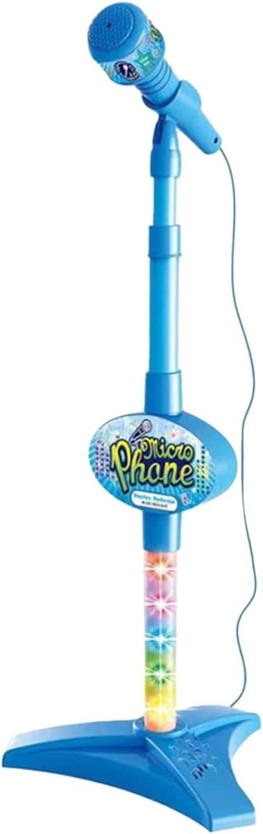 Kinder Microfoon - Zangstandaard Speelgoed - Muziek Optreden - Verstelbare Hoogte - Tot 88cm Hoog - Blauw