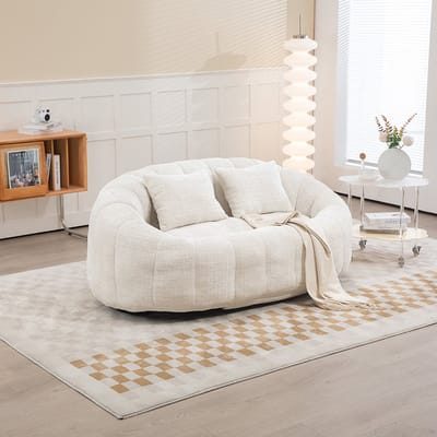 Pugsdrly Zitzakbank Luie bank Comfortabele en duurzame ligstoel Zitzak met hoge rugleuning Bank voor volwassenen en kinderen, binnen en buiten, zachte loungestoel (beige chenille)