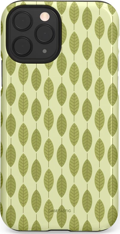 Casetastic hoesje geschikt voor Apple iPhone 11 Pro - Dubbellaagse bescherming - Bladerenpracht in het groen - Fashion Case - Crème Olijfgroen