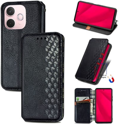 Luxe PU Lederen Ruitpatroon Wallet Case + PMMA Screenprotector voor OPPO A5 Pro 4G/5G _ Zwart