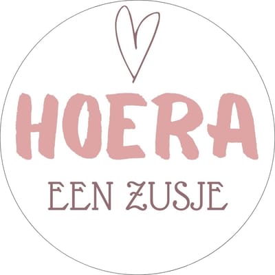 20 x Sluitsticker Hoera Een Zusje Stickervel | Roze Wit | 40 mm | Geboorte Sticker | Sluitzegel | Sticker Geboortekaart Meisje | Baby nieuws | Trakteren Zus