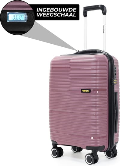 Fourota Handbagage Koffer met Weegschaal – Nooit Overbagage – TSA Slot – 56x35x22 – Lichtgewicht – 360° Wielen – Paars