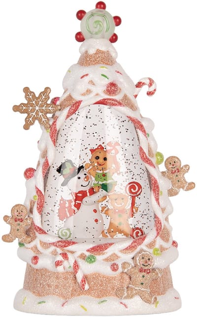 Clayre & Eef Kerstdecoratie met LED-verlichting en muziek Taart 14x8x24 cm / 3xAAA Wit Kunststof