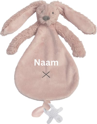 Happy Horse Rabbit Richie - Met Geborduurde Naam - Kleur Old Pink - Kraamcadeau