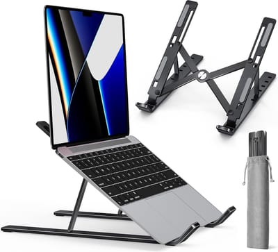 LitaLife Verstelbare Laptop Standaard – Ergonomisch, Opvouwbaar, Aluminium, Voor Laptops tot 17,6 inch Zwart