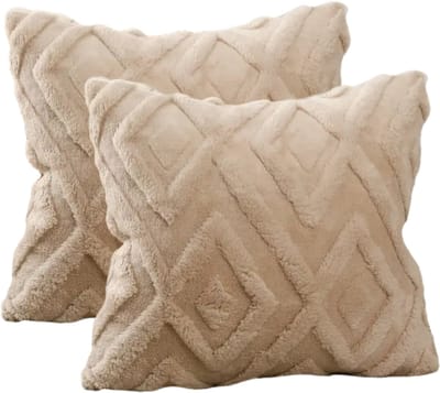 Sierkussen set van 2 40x40 cm Beige | Inclusief binnenkussens | Vierkante, Zachte & Luxe Sierkussens voor Bank & Woonkamer