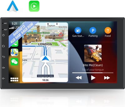 Boscer Autoradio 2Din Universeel - Android 13 - Apple Carplay & Android Auto (Draadloos) - 4+64GB - 7 Inch HD Touchscreen - GPS Navigatiesysteem - Achteruitrijcamera