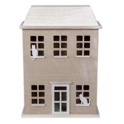 Clayre & Eef Opbergdoosje Huis 27x12x39 cm Bruin Hout Katten