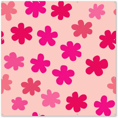 Tuinposter 200x200 cm - Tuindecoratie Bloemen - Patroon - Roze - Poster voor in de tuin - Buiten decoratie - Schutting tuinschilderij - Tuindoek muurdecoratie - Wanddecoratie balkondoek