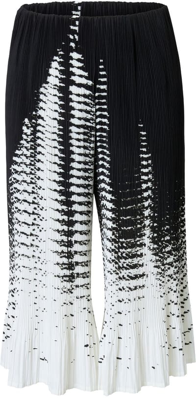 Ulla Popken - Dames - Culotte met plissés met print wijde pijpen - Zwart - Maat 46+