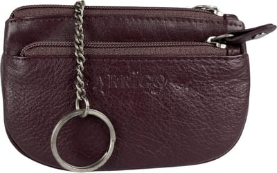 Mini Portemonnee – Bordeaux Rood - Soepel Leer - Sleuteletui met rits – Portemonnee Dames Klein - Arrigo