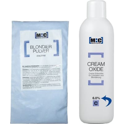 M:C Blondeerpoeder in zak blauw 500gr + Ontwikkelaar 6.0% 1000ml