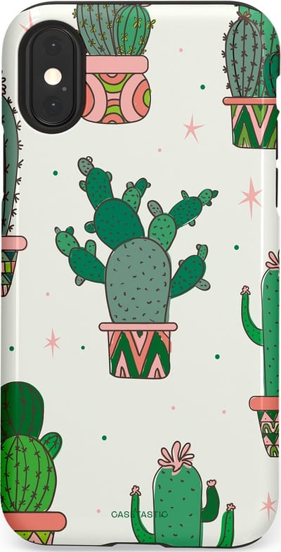 Casetastic Hoesje Geschikt voor Apple iPhone X/Xs - Stijlvolle Beschermende Duo-layer Case - Zonnige Cactus