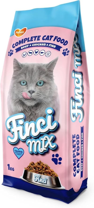 Pamax Finci mix - Kattenvoer voor volwassen katten - Kattenbrokken met rund, gevogelte & zalm smaak - Binnen en buitenkat - 1kg