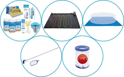 WAYS - Zwembad Accessoirepakket 5-delig - WAYS Onderhoudspakket & Zwembad verwarming & Zwembad filters Type II & Onderhoudsset & Grondzeil