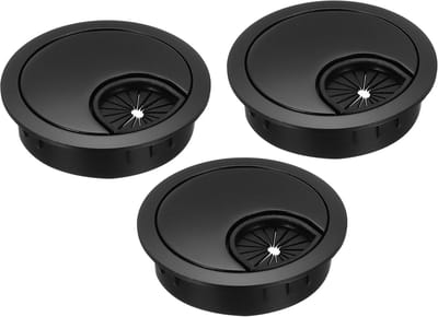 3 x afdekkingen voor het bureau 4,6 cm (1,8 inch), voor bureaugaten, zinklegering, organizer voor computertafels thuis of op kantoor, 45 mm, zwart