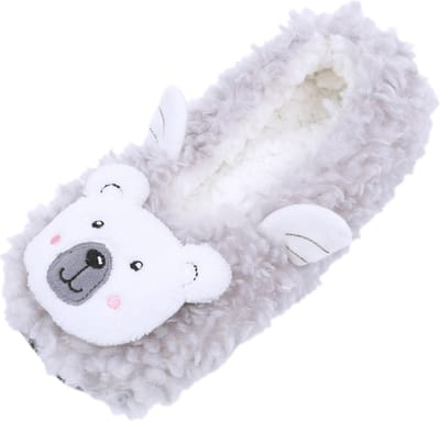 Lichtgrijze pantoffels / teddybeer met vleugeltjes