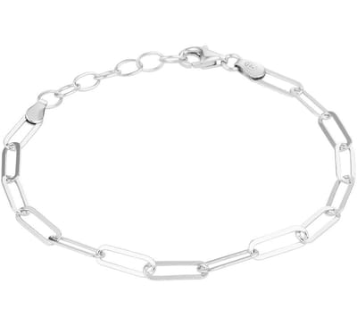 Zilver Gerhodineerde Armband paperclip platte buis 3 1332106