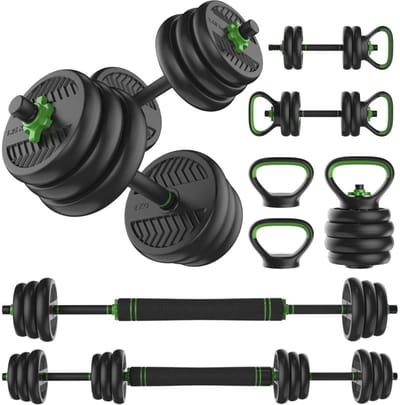 DnA® Verstelbare Dumbells - Verstelbare Dumbbells - Dumbell Set - Verstelbare Dumbell - Zwart/Groen - 114cm x 19cm x 19cm