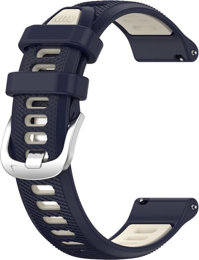 Siliconen bandje - geschikt voor Garmin Vivoactive 4 / Venu 2 / Venu 3 / Forerunner 255 / 265 - donkerblauw-beige