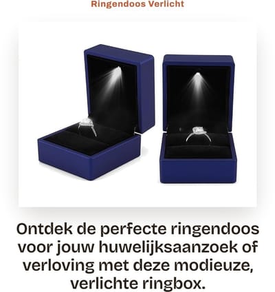 Dailygoods- Ringendoos met Binnenverlichting - Huwelijksaanzoek - Sieradenopbergdoos - Fluwelen Geschenkdoos - Duurzaam Materiaal - Elegant Ontwerp - Sieradenbox