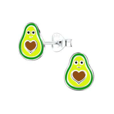 Zilveren avocado kinderoorknopjes | leuke kinderoorbellen | oorbellen Meisje Zilver | Zilverana | Sterling 925 Silver
