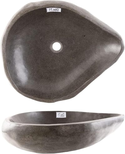 Natuursteen wastafel - Gepolijste wasbak - Badkamer inrichten - Uniek exemplaar - 60 cm - Grijs