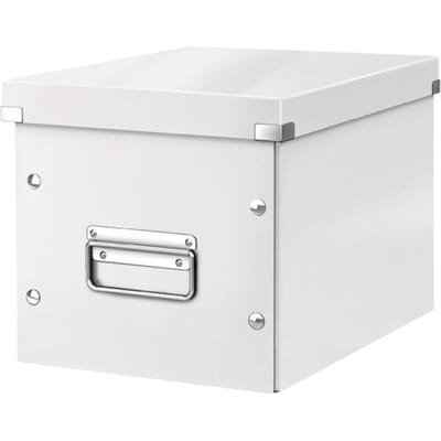 Leitz Wow Click & Store Kubus Middelgrote Opbergdoos - 80% Gerecycled Karton - 26 x 24 x 26 Cm (BxHxD) - Wit