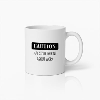 Waarschuwing Werk Praat Koffiemok – 'Komt Misschien Over Werk Praten' – Grappig Kantoor Cadeau