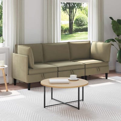 vidaXL - Woonkamer - Meubelset - 3 - st - Kaki - Stof