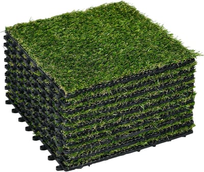 Kunstgras Tegels Set van 10 - 30 x 30 cm - Dikke Comfort 3 cm - Ideaal voor Terras en Tuin