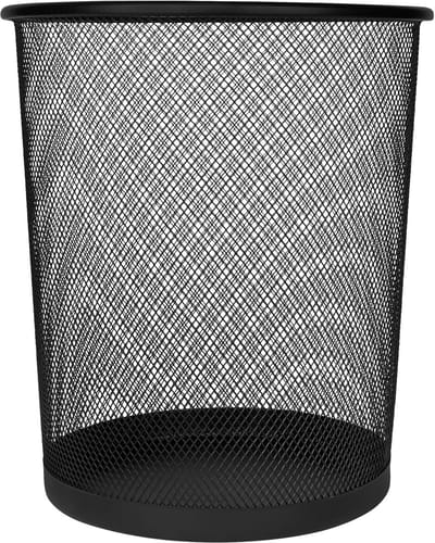 Prullenbak staal - Papierbak afvalbak - Kantoor thuiswerk - Geperforeerd gaas ontwerp - 11 liter 26.5 cm - Zwart