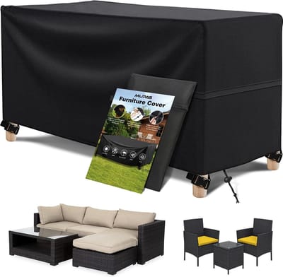 Afdekking voor tuinmeubelen, winterbestendig, waterdicht, 420D Oxford-weefsel, ingebouwde waterdichte strepen, afdekzeil, tuinmeubelen voor rotan tuinmeubelen, stoelen en meubelsets, 200 x 160 x 70 cm