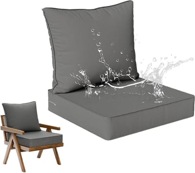 Tuinmeubelkussen Set - Stoelkussen Bankkussen - Buiten Zitten - Waterbestendig Polyester - 60x60x15CM & 60x57CM - Grijs