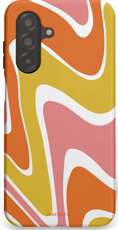 Casetastic hoesje geschikt voor Samsung Galaxy A26 - Dubbellaagse bescherming - Retro rave - Fashion Case - Goud Terracotta Koraal Wit