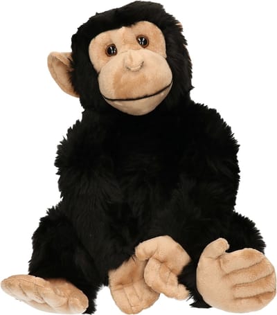 Ravensden Pluche knuffel dier Chimpansee aap - zwart - 50 cm - Speelgoed apen knuffelbeesten