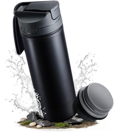 Waterfilterfles 650 ml met een filtercapaciteit van 1500 L, verwijdert 99,99% sediment, zware metalen, virussen en bacteriën, perfect voor outdoor activiteiten en reizen